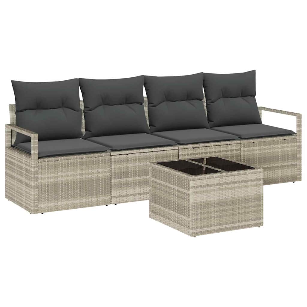 Garten-Sofa-Set 5 pcs Hellgrau und Dunkelgrau 55 x 55 x 37 cm